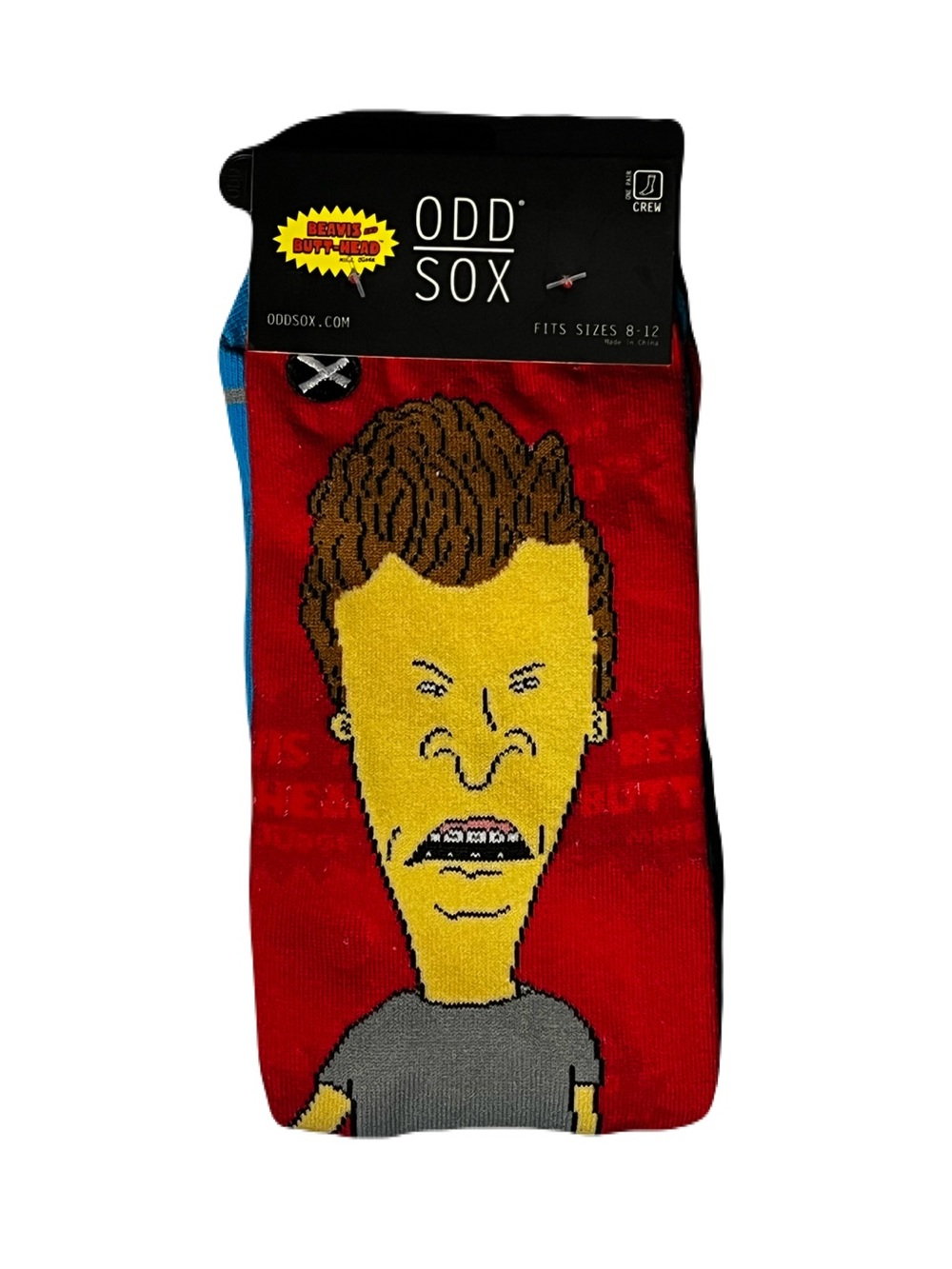 Odd Sox Beavis & Butthead Characters Crew Socks - Red